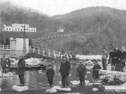 Vzcn fotografie z roku 1940 zachycuje ledovou denici na ece Szav u Pikovic. Krom samotnch obyvatel a ledovch ker je krsn vidt i tm nov lvka pes eku Szavu, vetn domku pro vbrho mta. Na svahu nad ekou je pak patr budova hospody, kter stla na eleznin zastvce. Mal domek u cesty byla hlska, k ni patilo nvstidlo, kter je patrn napravo od n.